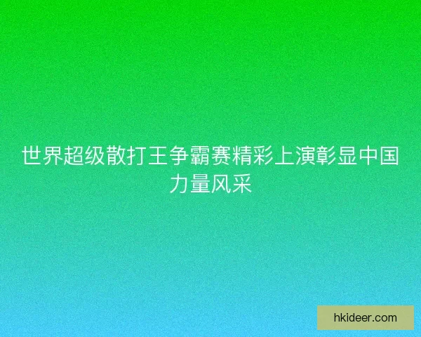 世界超级散打王争霸赛精彩上演彰显中国力量风采
